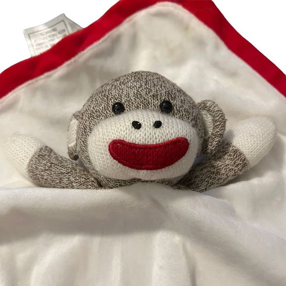Baby Starters Sock Monkey Lovey Blanket Cream Dark Brown Arms Legs Approx‎ 12” - Picture 2 of 6